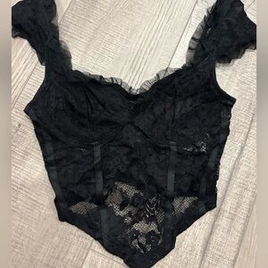 SHEIN Lace Black Crop Top / Lingerie XS